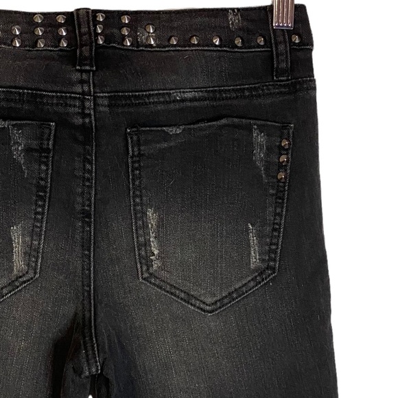 Almost Famous The Must Have Mid Rise Ankle Stretch Distressed Fringe Juniors 3 - Picture 12 of 16